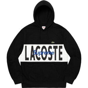 RARE Lacoste X Supreme Logo Panel Hoodie Black Medium
